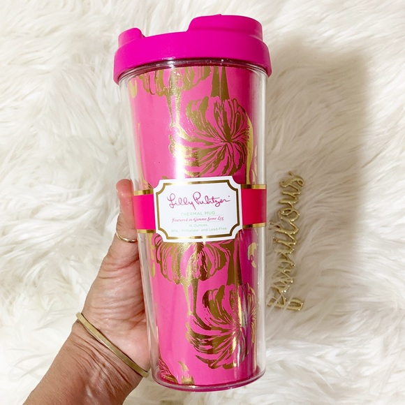Lilly Pulitzer Other - Lilly Pulitzer pink gold flamingo coffee tumbler